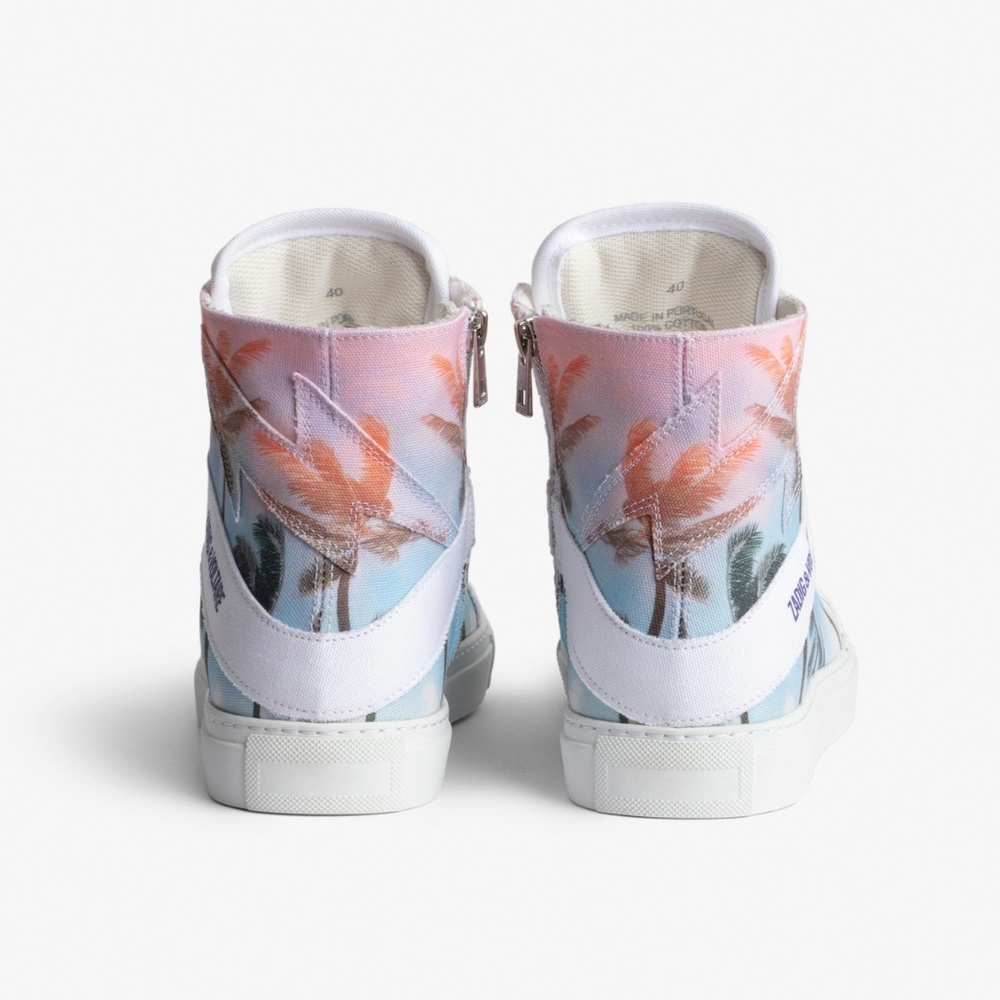 NIB | Zadig & Voltaire | 🌴 Women's High Flash Palm Tree Print High Top Sneakers - Picture 4 of 12